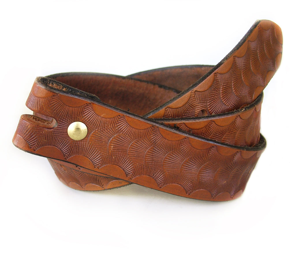 Brown Patterned Leather Belts